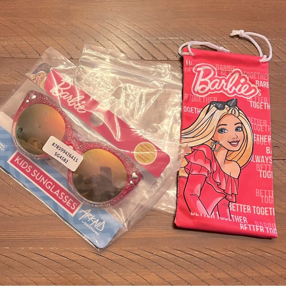 NWT Barbie Pink Tinted Glitter Girl’s Sunglasses